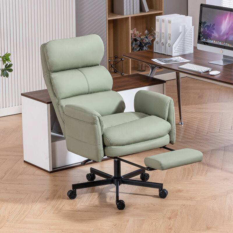 Cross-legged Office Chair with Flip-up Arms and Headrest, High-Back Ergonomic Executive Chair with Footrest and Side Pockets