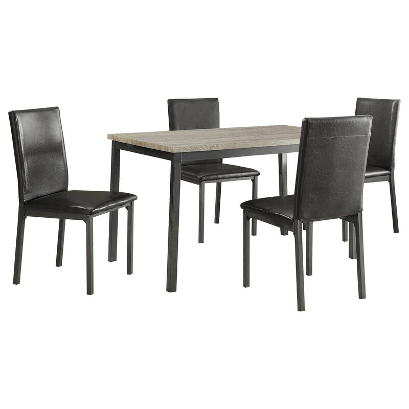 Garza 5-piece Black Rectangular Dining Table Set