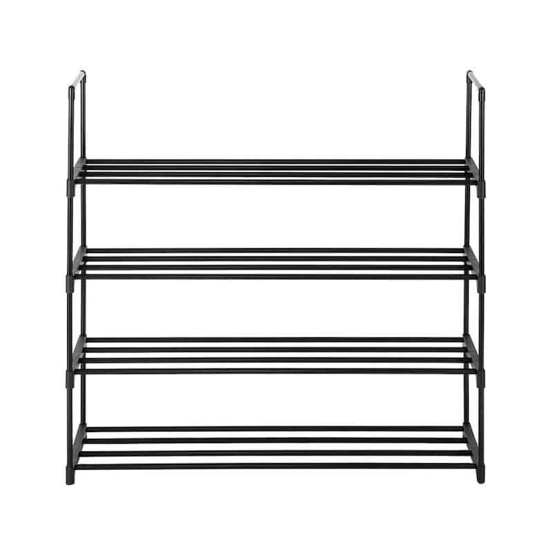 4 Tier Shoe Rack, Metal Shoe Rack Holds Up to 12-20 Pairs of Shoes, Sturdy & Durable Iron Footwear