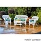 preview thumbnail 17 of 39, Portside Coastal White Outdoor Wicker Seating Set (4-Piece) Haliwell Caribbean