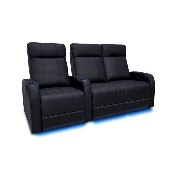 Valencia Syracuse Top Grain Nappa 9000 Leather Home Theater Seating Power Recliner Row of 3