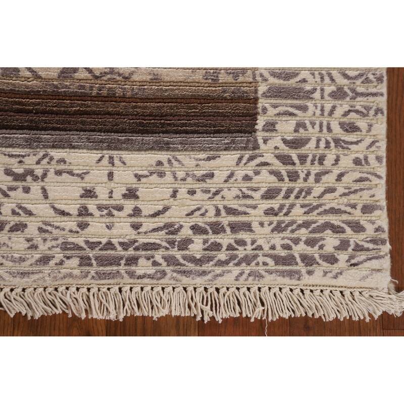 Striped Modern Accent Rug Handmade Abstract Wool Carpet - 2'9"x 5'0"