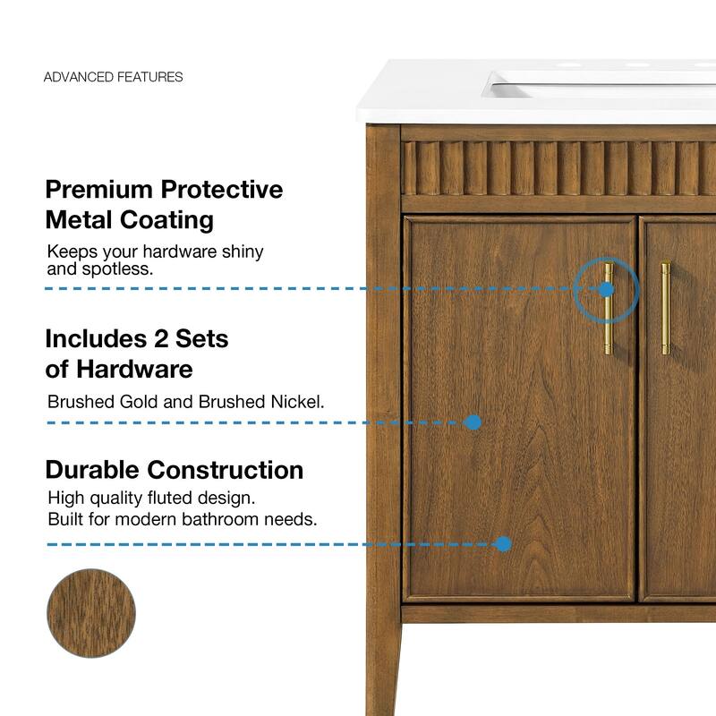 Juliette Warm Walnut Bathroom Vanity with White Quartz Top