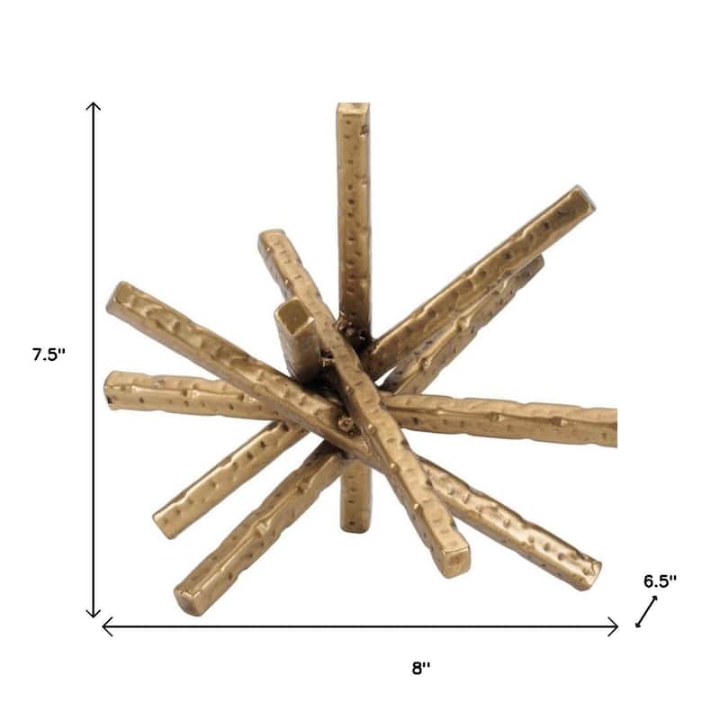 HomeRoots Set of Four Gold Iron Modern Abstract Tabletop Sculptures - 7.50 in. x 6.50 in. x 8.00 in.