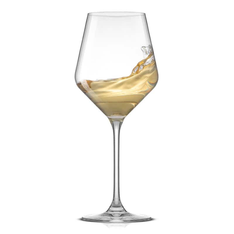 JoyJolt Layla European Crystal Long Stemmed 13.5 oz White Wine Glasses, Set of 4 - 13.5 oz