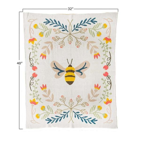 dimension image slide 0 of 5, Cotton Knit Baby Blanket with Prints