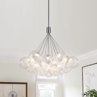Contemporary Dimmable LED Cluster Glass Globe Chandelier - Chrome