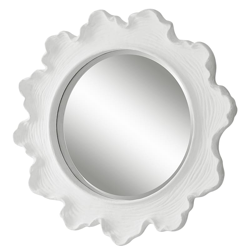 Uttermost Sea Coral White Round Mirror - 33.625"W x 33.625"H x 2.5"D
