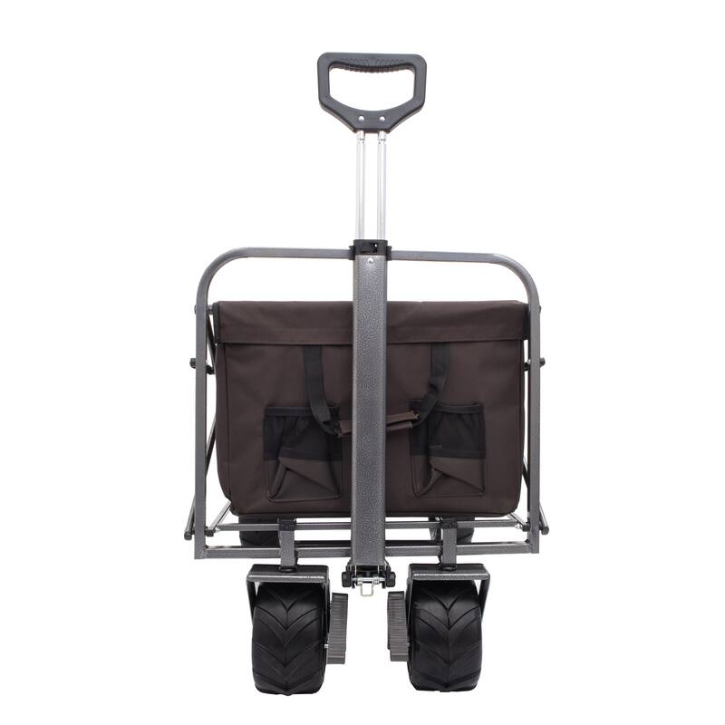 Collapsible Cart with Foot Brake, Large All-Terrain Wheels, Durable Alloy Frame, and Mesh Pocket for Easy Transport of Equipment