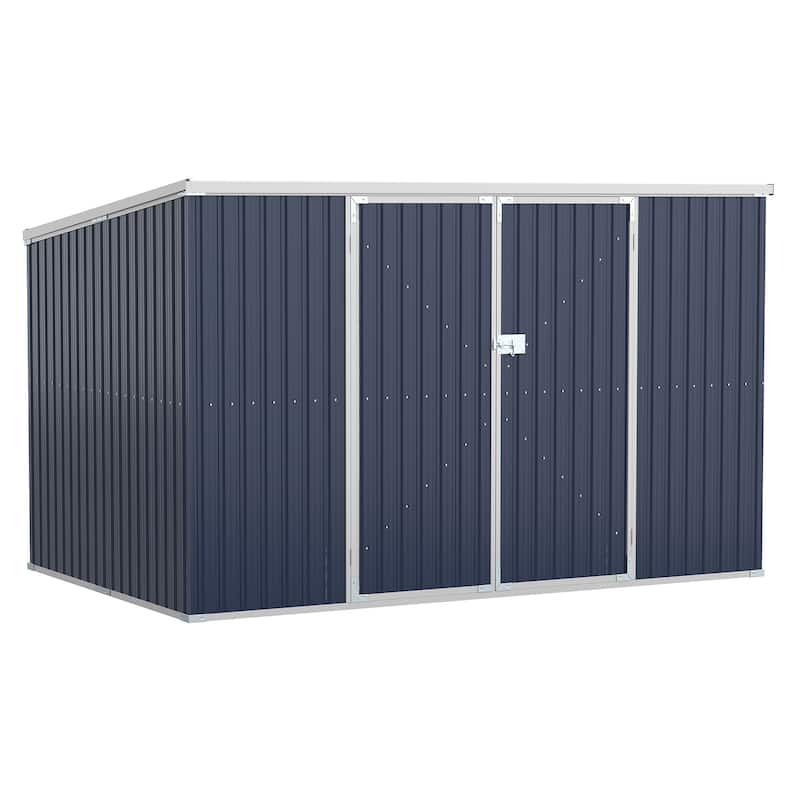 Outsunny 11' x 6' Steel Garden Storage Shed, Outdoor Utility Tool House with Double Lockable Doors for Backyard, Patio, Lawn