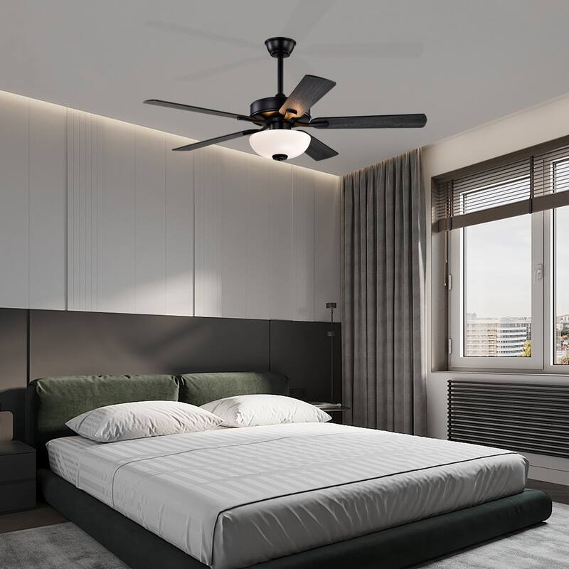 52-in Matte Black/Brushed Nickel/White 5-Blade Indoor Reversible Ceiling Fan with LED Light and Remote Control - 52 inch