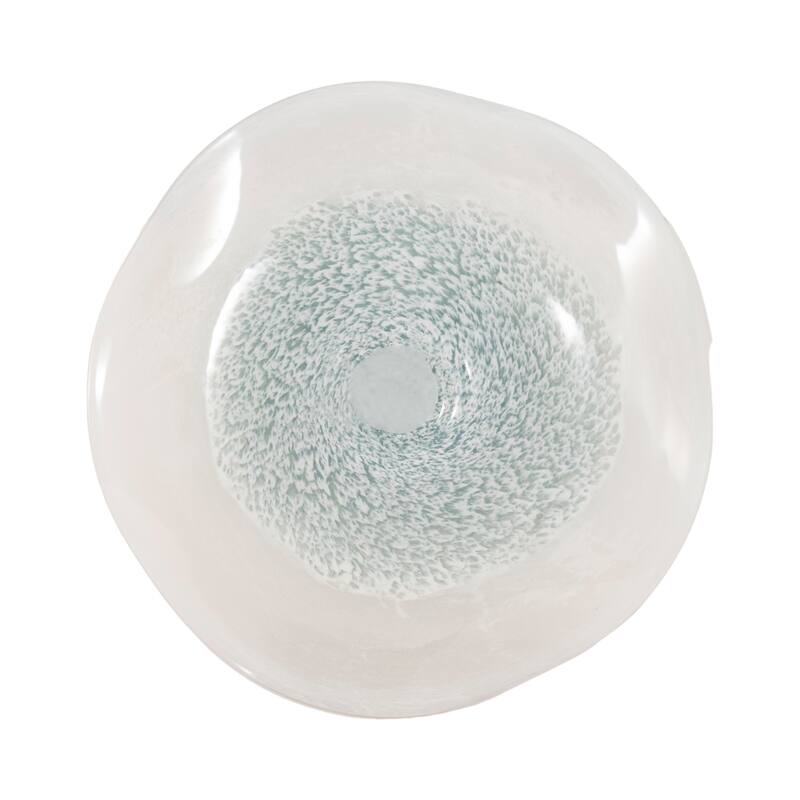 Decorative Speckled Wave Glass Bowl - Home Decor - 12", Blue & White - 12.0"