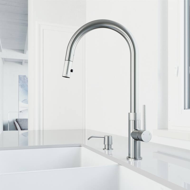 VIGO Bristol 19" H Single Handle Pull-Down Sprayer Kitchen Faucet
