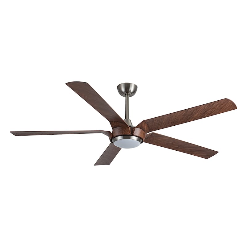 65" Brushed Nickel Industrial Downrod Mount Windmill Large Ceiling Fan with Remote and LED Light