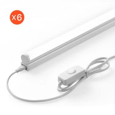 White PC 4ft LED Shop Light 2200LM Linkable with Flexible Mount - 46.4 x 0.8 x 1.3 inches