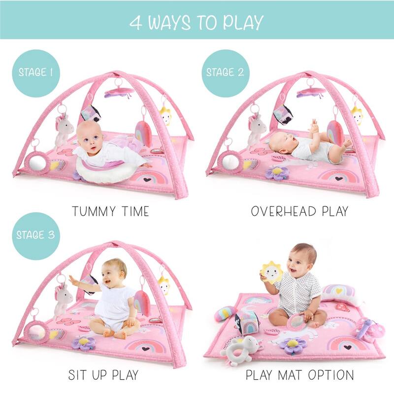 The Peanutshell Rainbow Paradise 7-in-1 Activity Play Gym & Play Mat for Baby - Pink