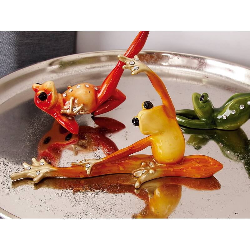 Gold Polystone Frog Decorative Sculpture (Set of 3)
