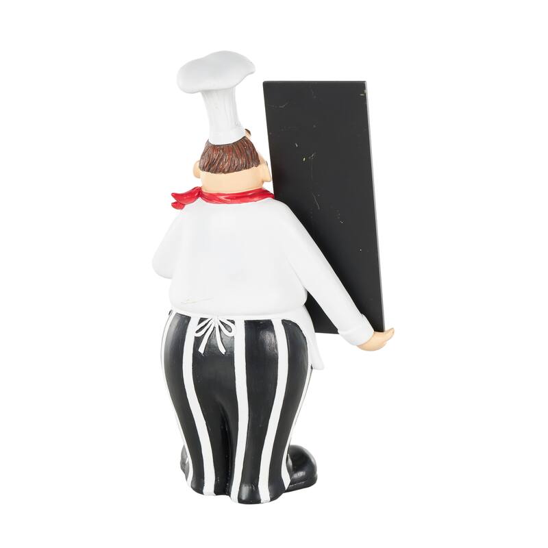White Polystone Kitchen Decorative Figurine Chef Decorative Sculpture with Chalkboard