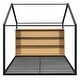 preview thumbnail 7 of 16, Full Size Metal Bed House Bed Frame with Shelves and Lights