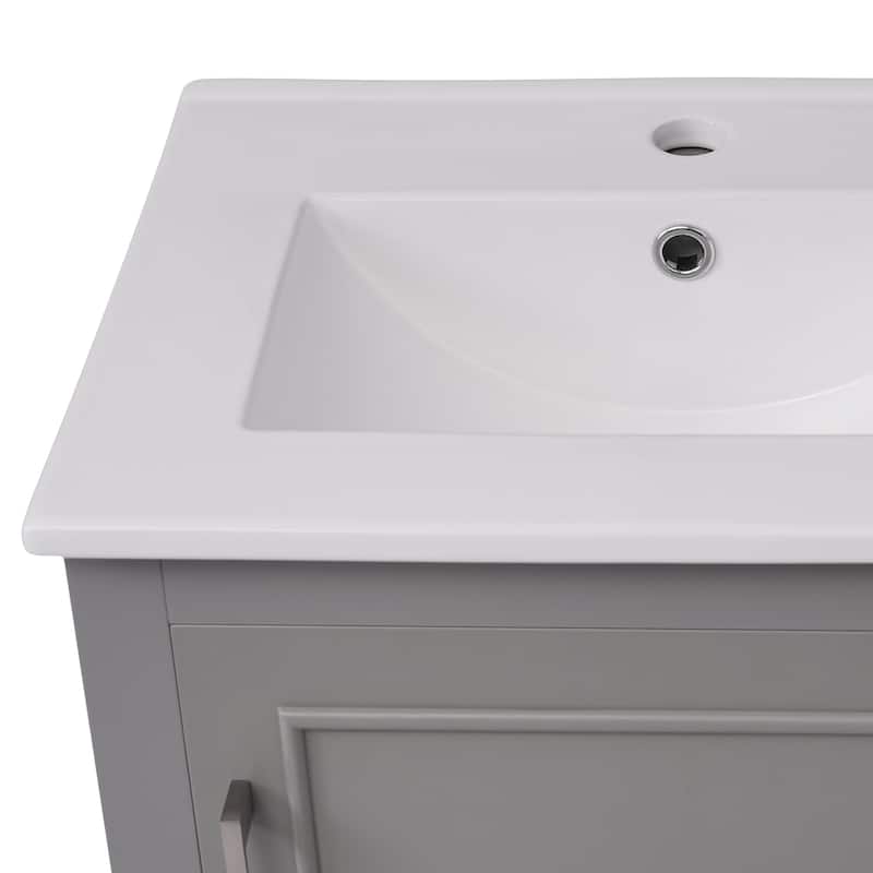 20 inch MDF Freestanding Bathroom Vanity Set with Integrated Ceramic Sink with Soft Close