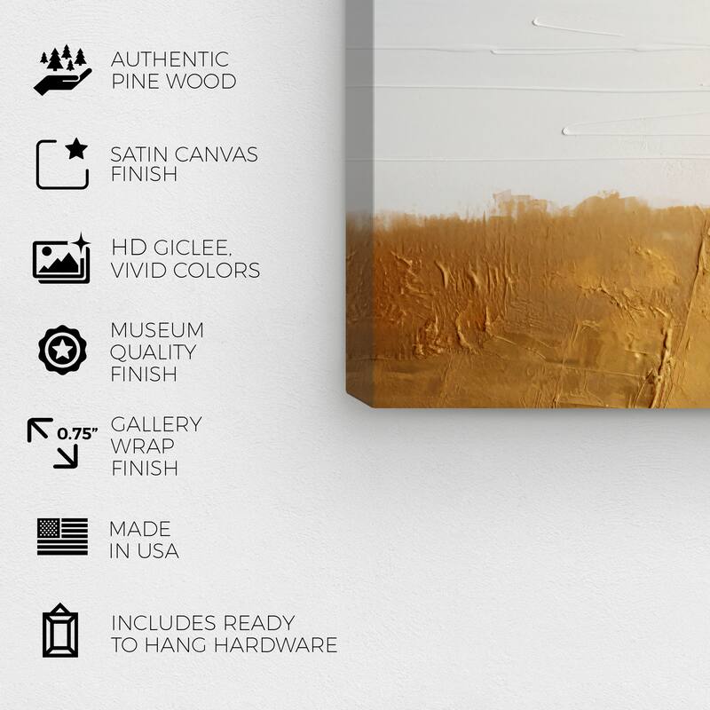 Wynwood Studio Canvas Abstract The Powerful Metal Gold and Antique White Glam Wall Art Canvas Print