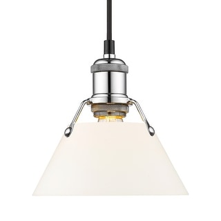 Yep by Golden Lighting Orwell 1-light 8in Pendant in Chrome and Opal Glass - Silver