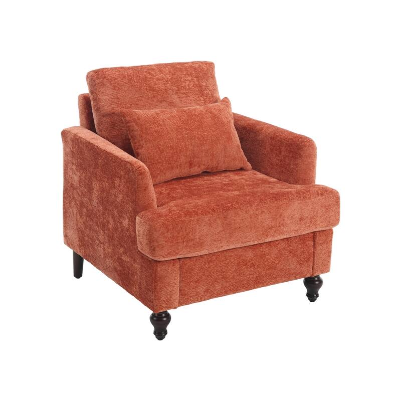 Mid Century Accent Chair with Wood Frame, Modern Upholstered Lounge Reading Chair Armchair, Comfy Single Sofa Chair Club Chair