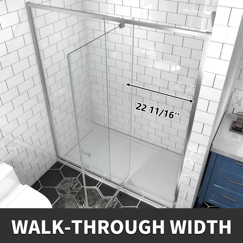 Modland 42''/48''/54''/60''W x 71''H Frameless Pivot Swing Shower Door Enclosure with 1/4" SGCC Tempered Glass Door