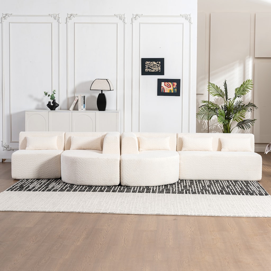 Merax 143.7" Upholstered Sofa Free-combined Sofa Couch