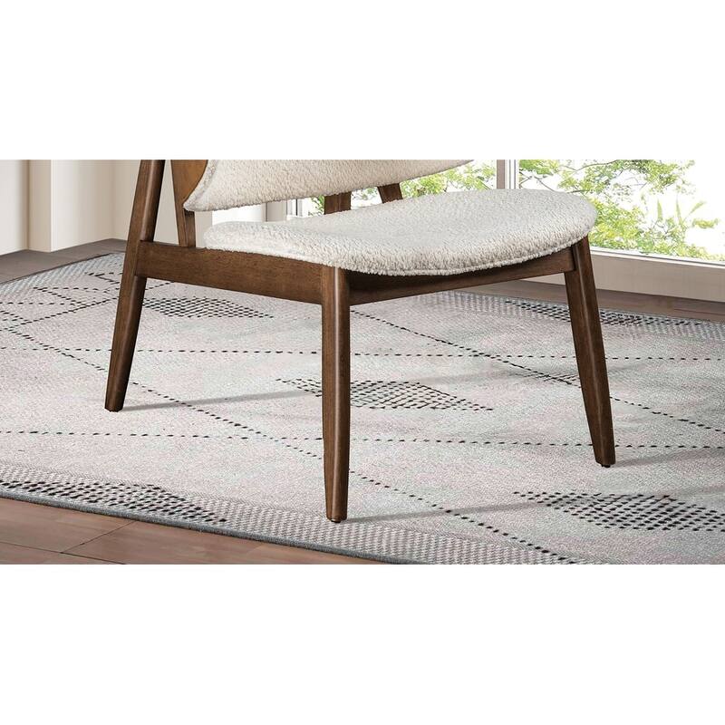 Modern Mid-Century Accent Chair With Wingback Walnut/Beige