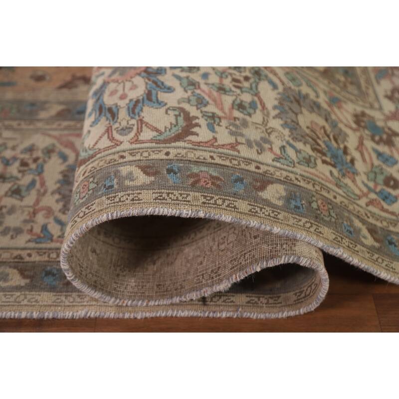 Hand Knotted Oriental 100% Wool Carpet Traditional All-Over Coral Tabriz Area Rug - 12' 6'' X 9' 7''