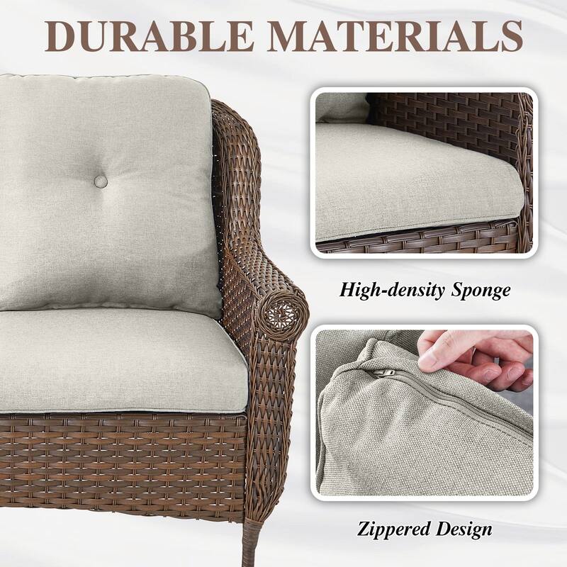 Pocassy Wicker Patio Conversation Set for Backyard