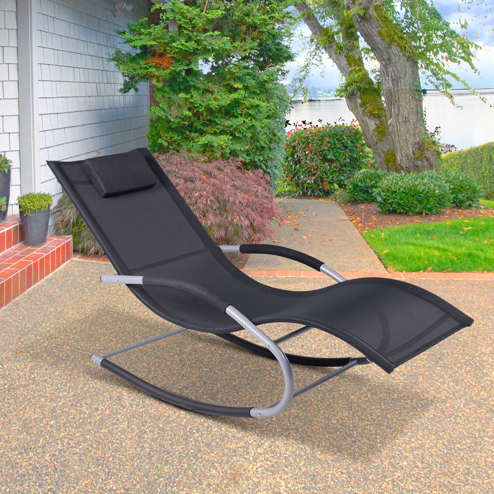 Chaise Lounge Set Of 3 Cushion Patio Chairs Table Recliner Folding Zero Gravity 