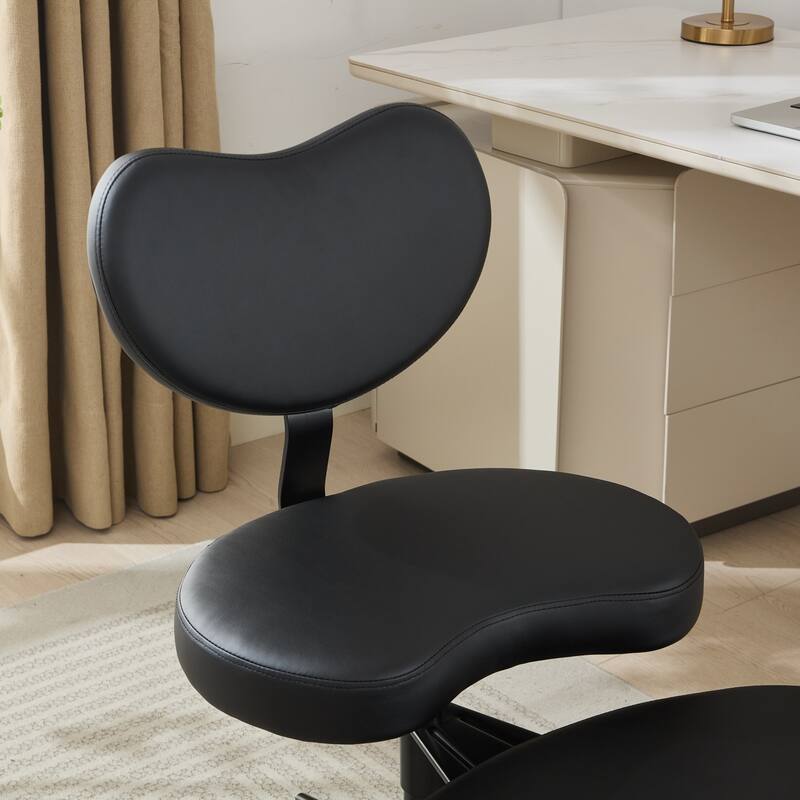 GDF Studio - Flexible PU Leather Cross-Legged Office Chair with Adjustable Swivel Footstool and Lumbar Support