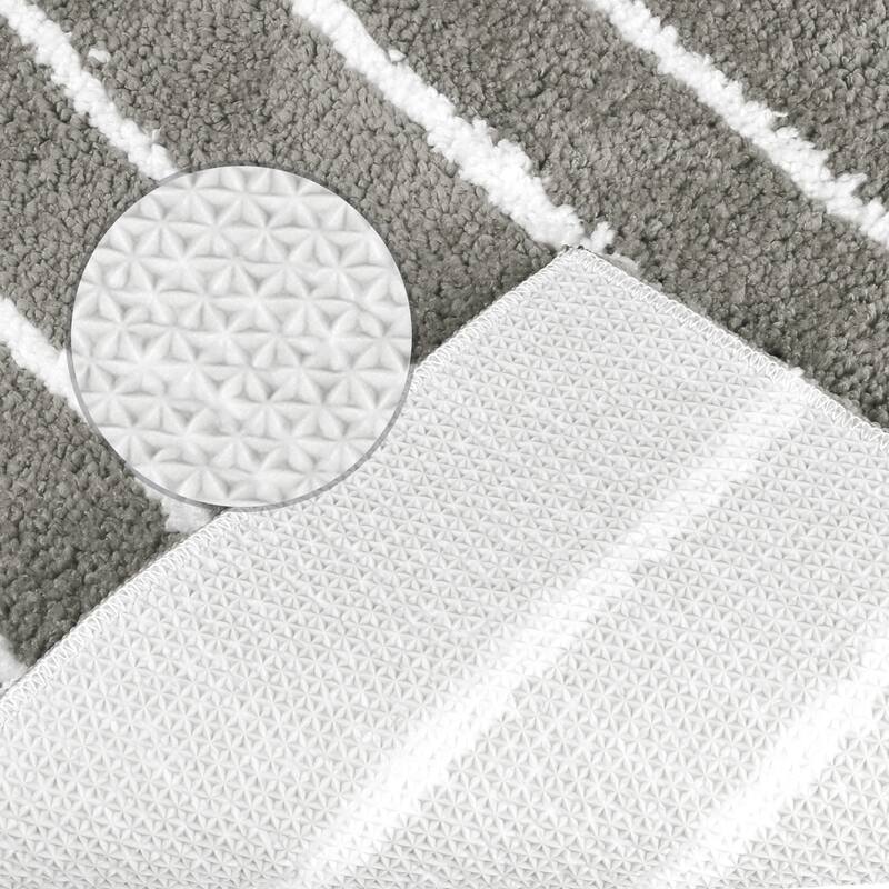 Striped Bathroom Rug, Non-Slip Soft Fluffy Bath Carpet, Water Absorbent Bathmat