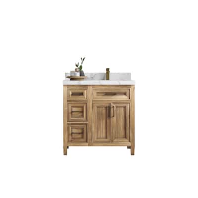 Willow Collections 36 in. W x 22 in. D Santa Monica Teak Right Offset Sink Bathroom Vanity with Countertop
