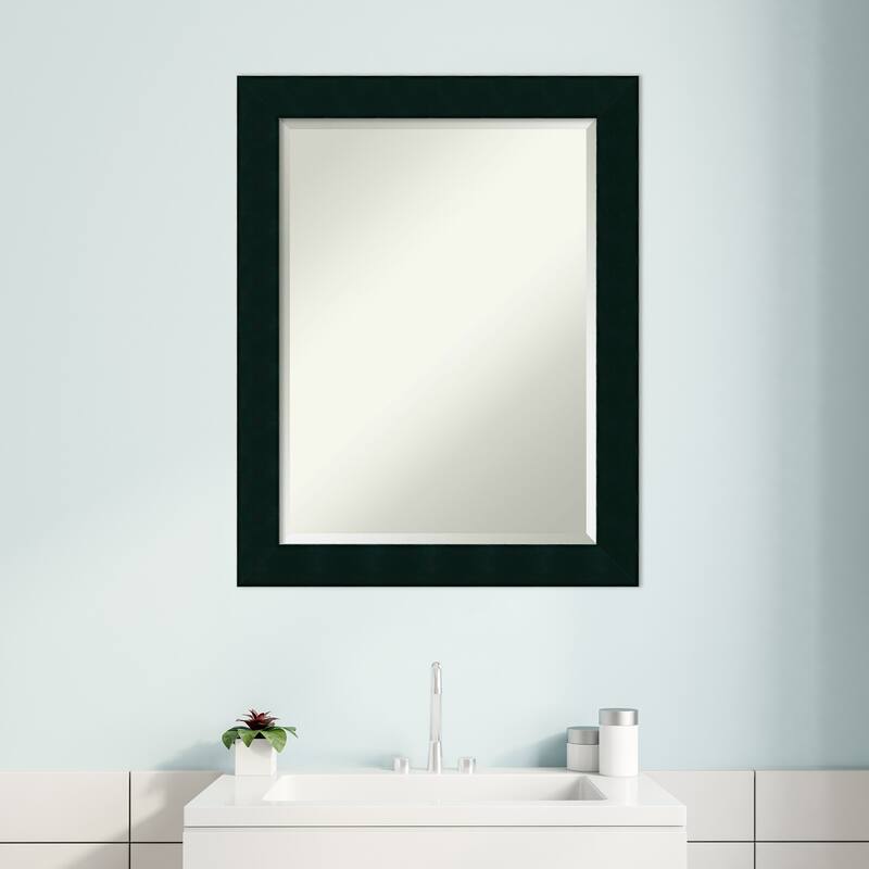 Beveled Wood Bathroom Wall Mirror - Tribeca Black Frame
