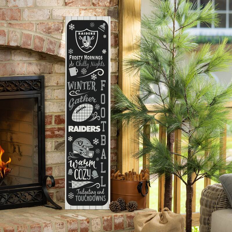47" Double Sided Seasonal Porch Leaner, Las Vegas Raiders - 47" x 11.25" - Winter