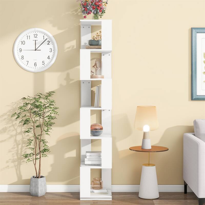 6 Tier Rotating Bookshelf with Acrylic Plate