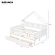 preview thumbnail 15 of 20, Wood Full Size House Platform Bed with LED Light, Storage Kids Bed with Drawer and Guardrail