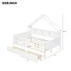 preview thumbnail 6 of 26, Wood House Platform Beds with LED, Storage Shelves, Drawers and Guardrail, Full Size Bed Frame w/Slats Support for Kids