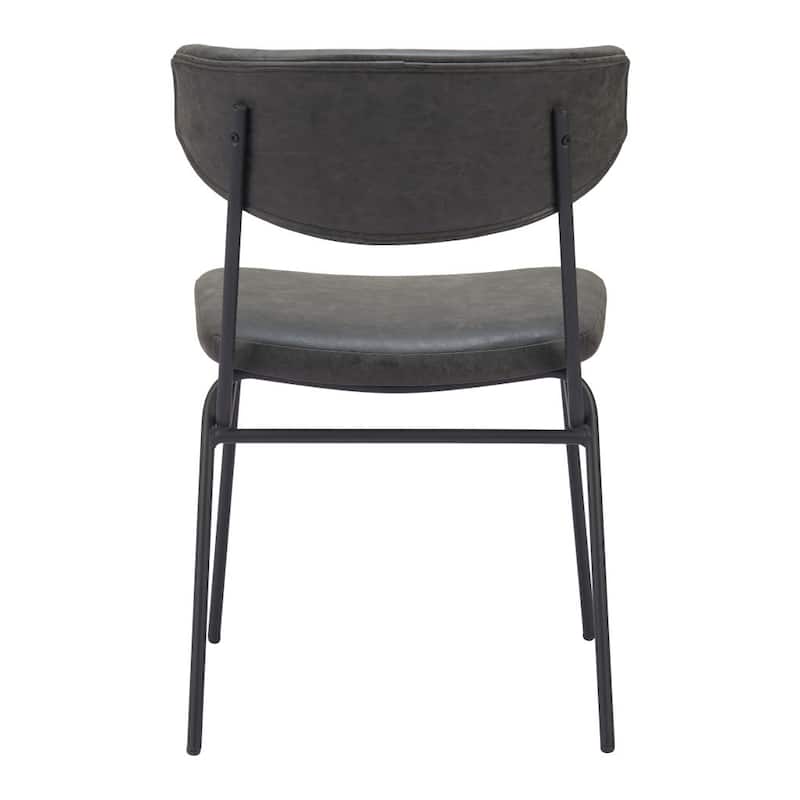 HomeRoots Set of Two Gray and Black Upholstered Faux Leather Open Back Dining Side Chairs - 20 in. x 30.3 in. x 24 in.