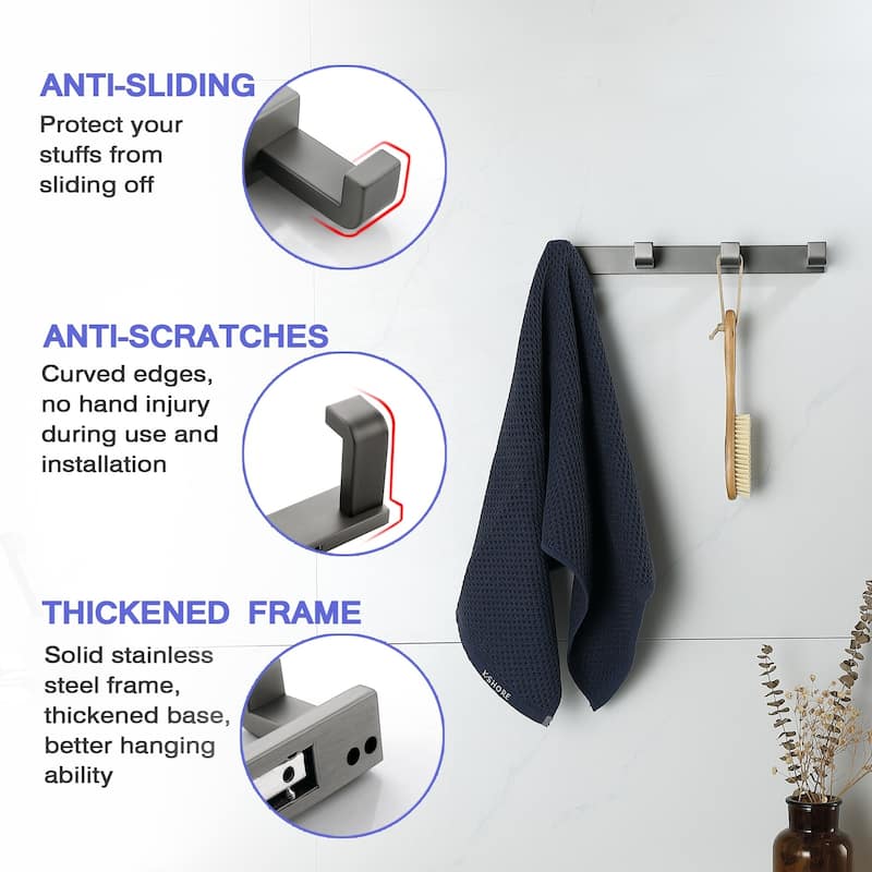 Heavy Duty Wall-Mounted Coat Rack with 4 Hooks