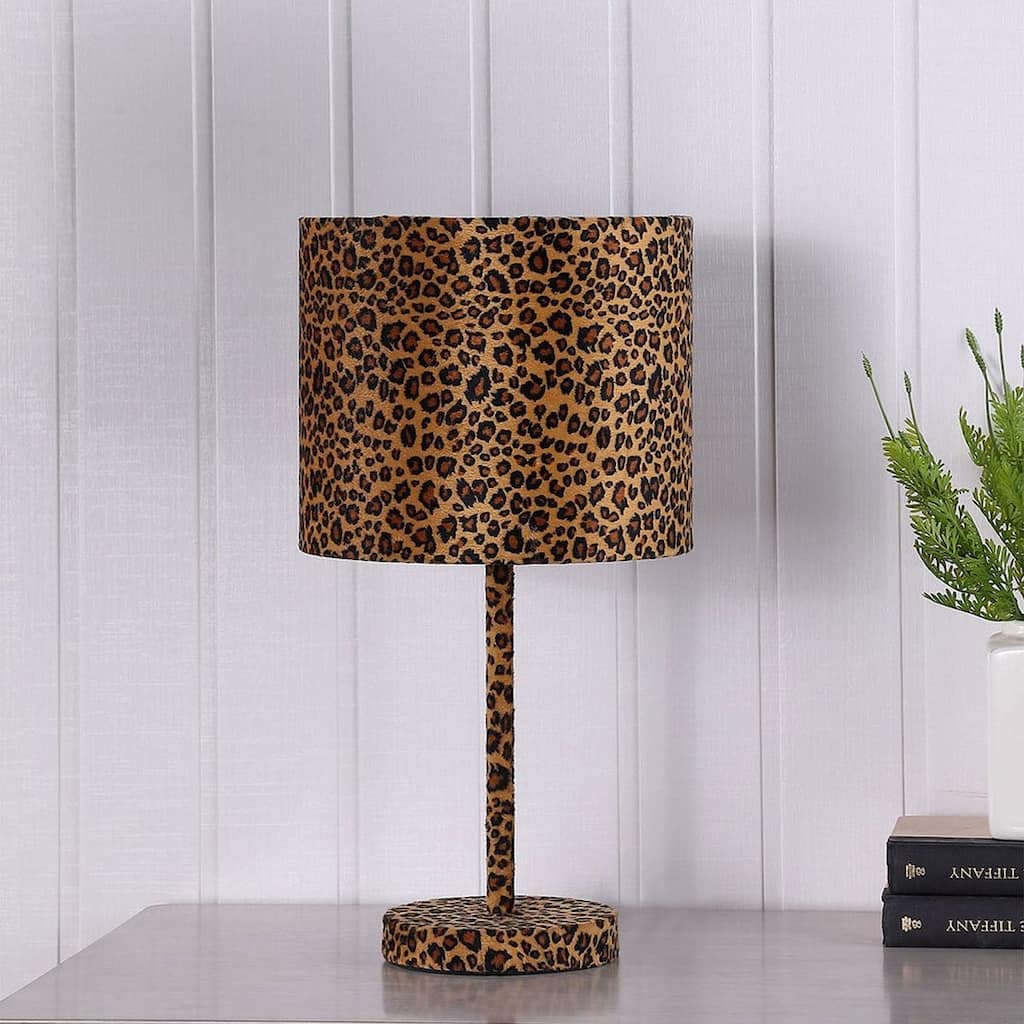 Multicolor Leopard Print Metal Table Lamp - 19.25"