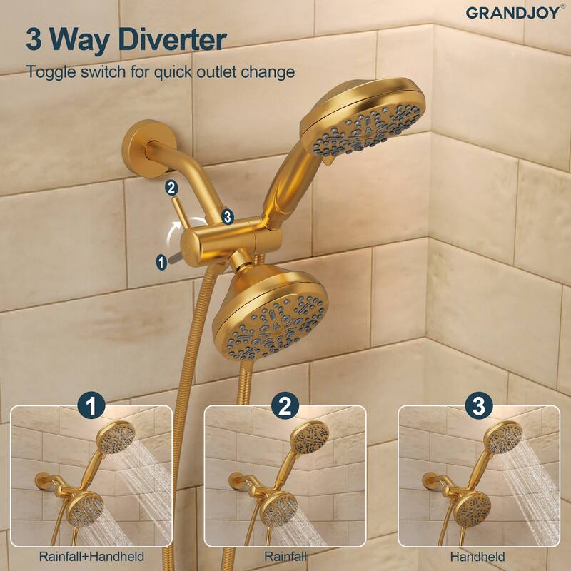 GRANDJOY 5-Spray Wall Mounted Shower Faucet System with Valve