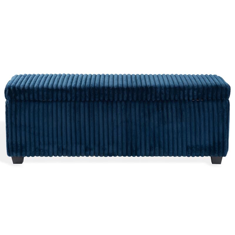 SAFAVIEH Couture Lynzie Plush Corduroy Storage Bench - 55"W x 21"D x 19"H
