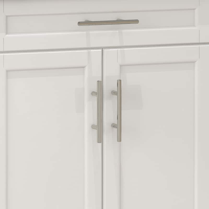 Kitchen Island on Wheels, Rolling Kitchen Cart with Stainless Steel Countertop, Drawer, Towel Rack and Spice Rack