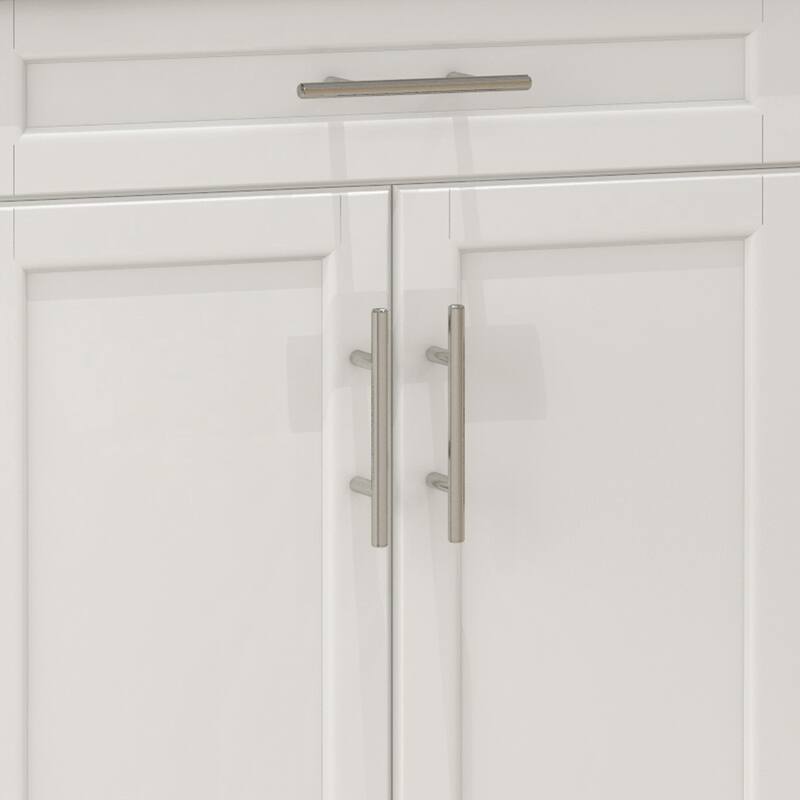 Kitchen Island with Stainless Steel Countertop, Rolling Kitchen Cart with Storage Cabinet, Kitchen Cabinet with Spice Rack