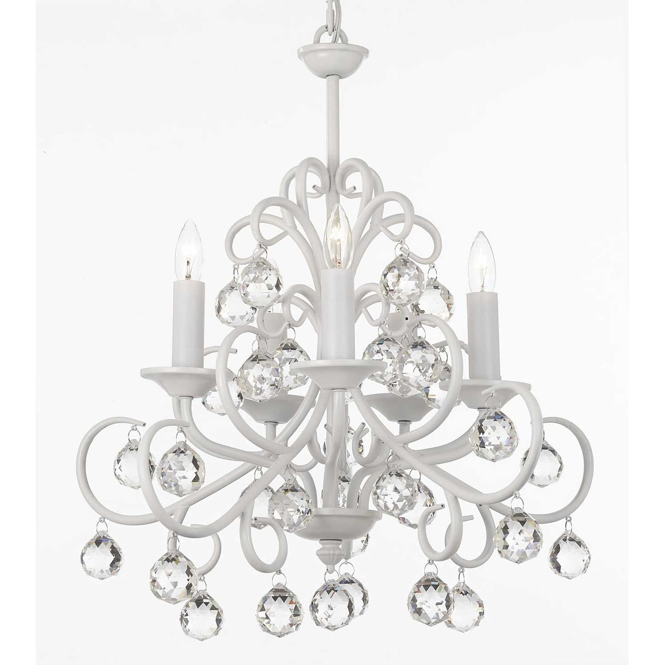 Bellora Iron and Crystal White Chandelier Lighting with Faceted Crystal Balls - Chandeliers For Bedrooms by Overstock.com