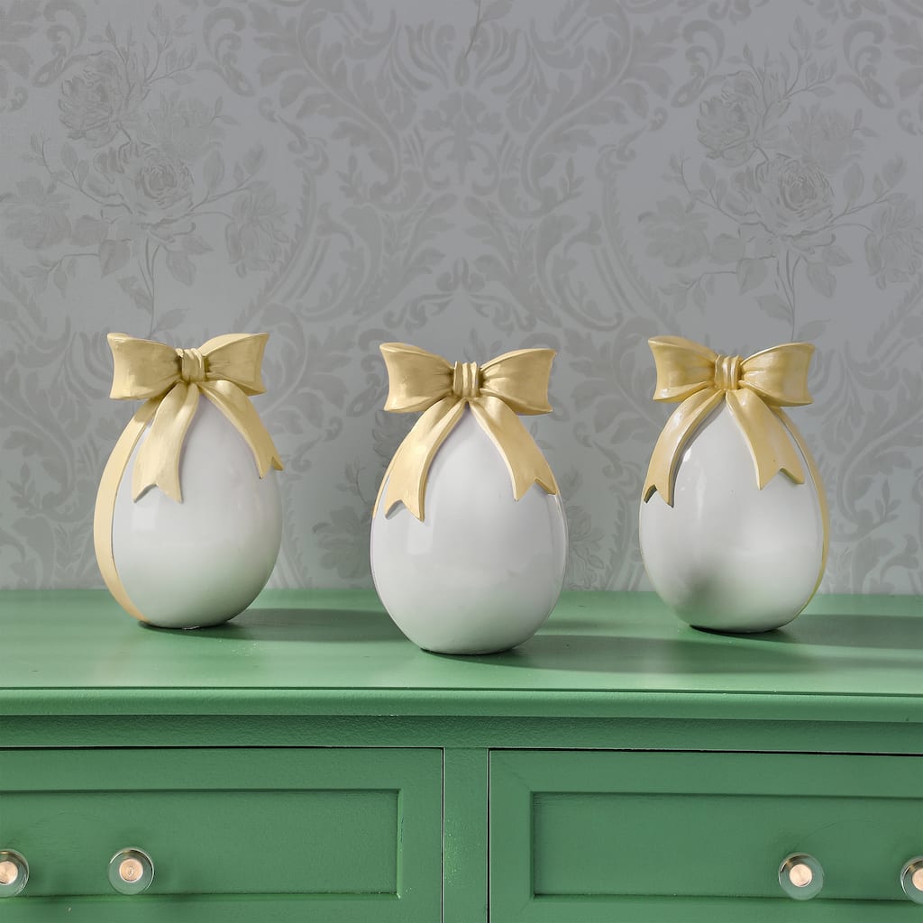 7.5" Resin Egg With Bowtie